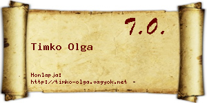 Timko Olga névjegykártya